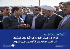 مدیر امور معدن گهرزمین: ۲۵ درصد خوراک فولاد کشور از این معدن تأمین می‌شود

