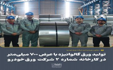 تولید ورق گالوانیزه با عرض ۷۰۰ میلی‌متر در کارخانه شماره ۲ شرکت ورق‌خودرو