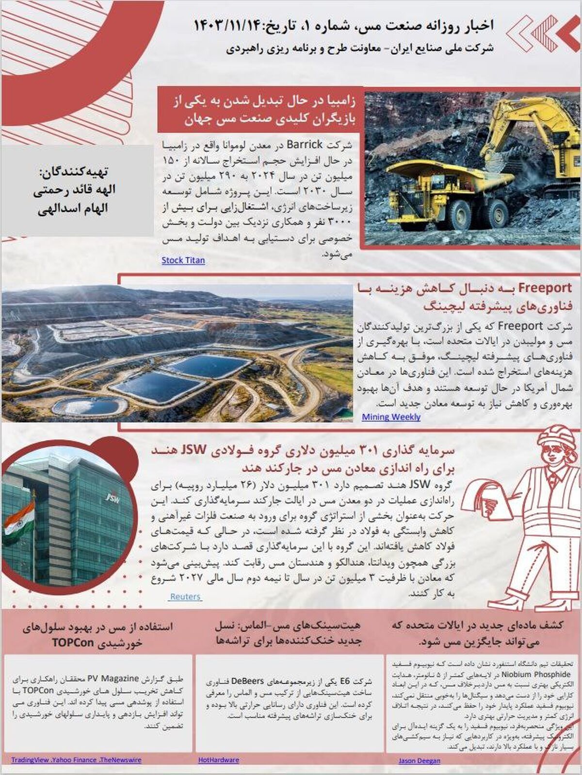 اینفوگراف خبری: خبرنامه معاونت طرح و برنامه‌ریزی شرکت ملی صنایع مس ایران