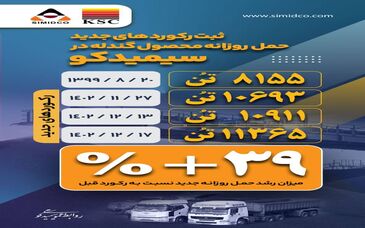کسب سه رکورد جدید حمل گندله سیمیدکو در کمتر از یک ماه​
