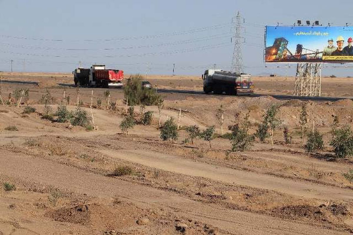 ادامه عملیات کاشت درخت در جهت ایجاد کمربند سبز عقدا-اردکان