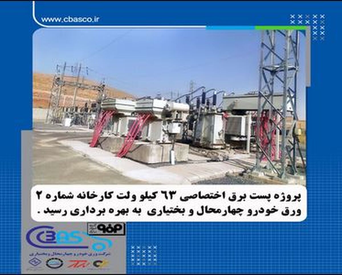 پروژه احداث پست برق اختصاصی ۶۳ کیلوولت کارخانه شماره۲ شرکت ورق‌خودرو به بهره‌برداری رسید