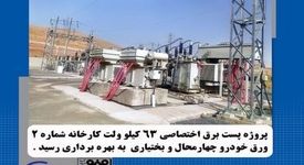 پروژه احداث پست برق اختصاصی ۶۳ کیلوولت کارخانه شماره۲ شرکت ورق‌خودرو به بهره‌برداری رسید