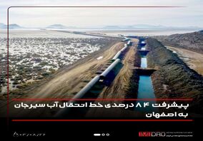 پیشرفت فیزیکی 84 درصدی خط انتقال  آبسیرجان به اصفهان 