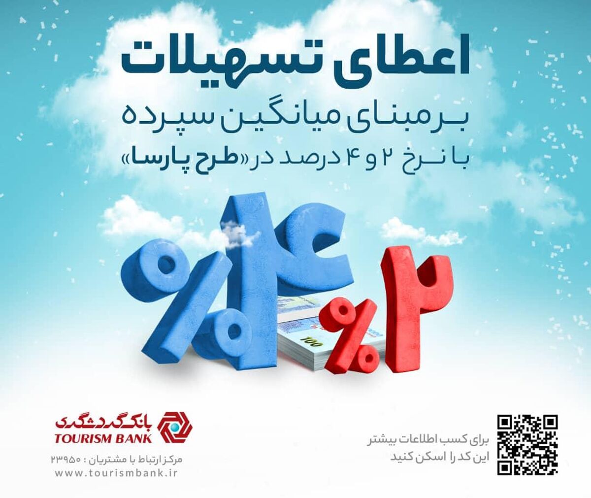 اعطای تسهیلات 2 و 4 درصدی بر مبنای میانگین سپرده های جاری تا 2 میلیارد ریال 