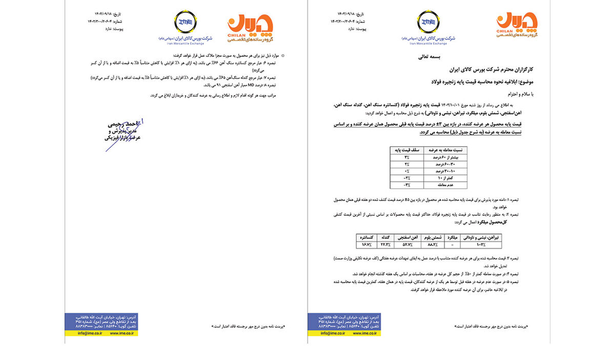 بورس کالا فرمول قیمت پایه محصولات زنجیره فولاد را ابلاغ کرد

