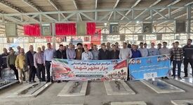 اجتماع جامعه عرصه کار و تولید خوزستان در اهواز و غبار روبی مزار شهدای فولاد خوزستان

