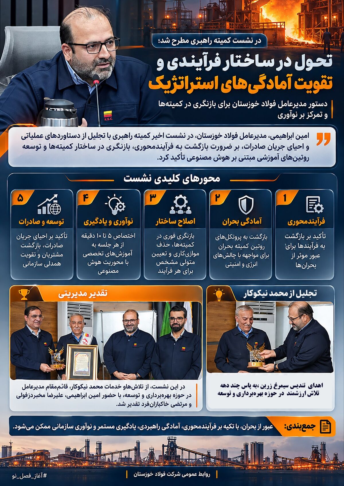 سیمرغِ سازندگی بر دوش مردِ روزهای طوفانی؛ محمد نیکوکار، ستاره‌ای از کهکشان فولاد خوزستان