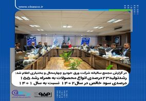 رشد۲۳درصدی تولید انواع محصولات به همراه رشد ۱۵۵درصدی سود خالص در سال۱۴۰۲ نسبت به سال ۱۴۰۱