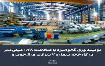 تولید ورق گالوانیزه با ضخامت 0.28 میلی‌متر در کارخانه شماره ۲ شرکت ورق‌خودرو