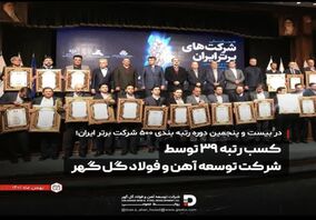 کسب رتبه 39 توسط شرکت آهن و فولاد گل گهر