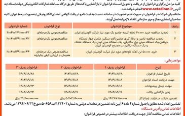 چاپ و انتشار  نوبت اول آگهی فراخوان های شرکت آلومینای ایران در روزنامه های