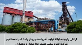 ارتقای رکورد سالیانه تولید آهن اسفنجی در واحد احیاء مستقیم 