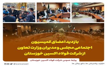  بازدید اعضای کمیسیون اجتماعی مجلس و مدیران وزارت تعاون از شرکت فولاد اکسین خوزستان