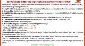 چاپ و انتشار  نوبت اول آگهی فراخوان مزایده شمش آلومینیوم صادراتی شرکت آلومینای ایران به منظور کشف قیمت پرمیوم در روزنامه های 

